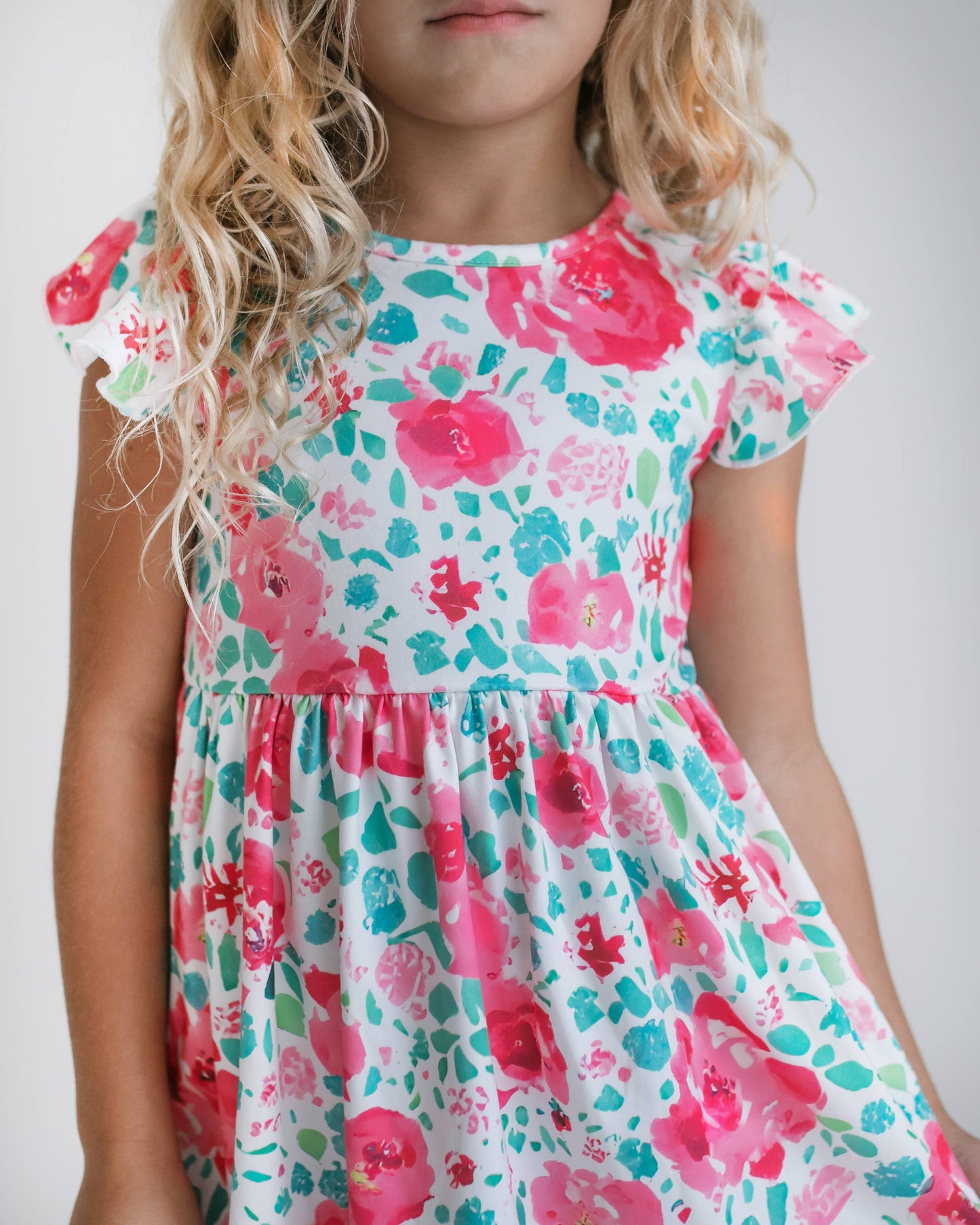 Bright Pink Floral Claire Flutter Dress
