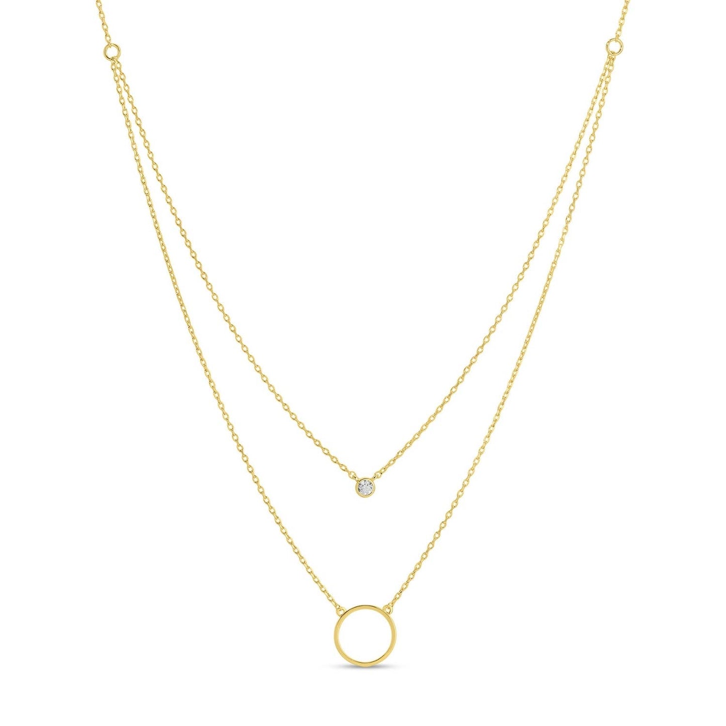 Double Appeal Circle & Cz Necklace