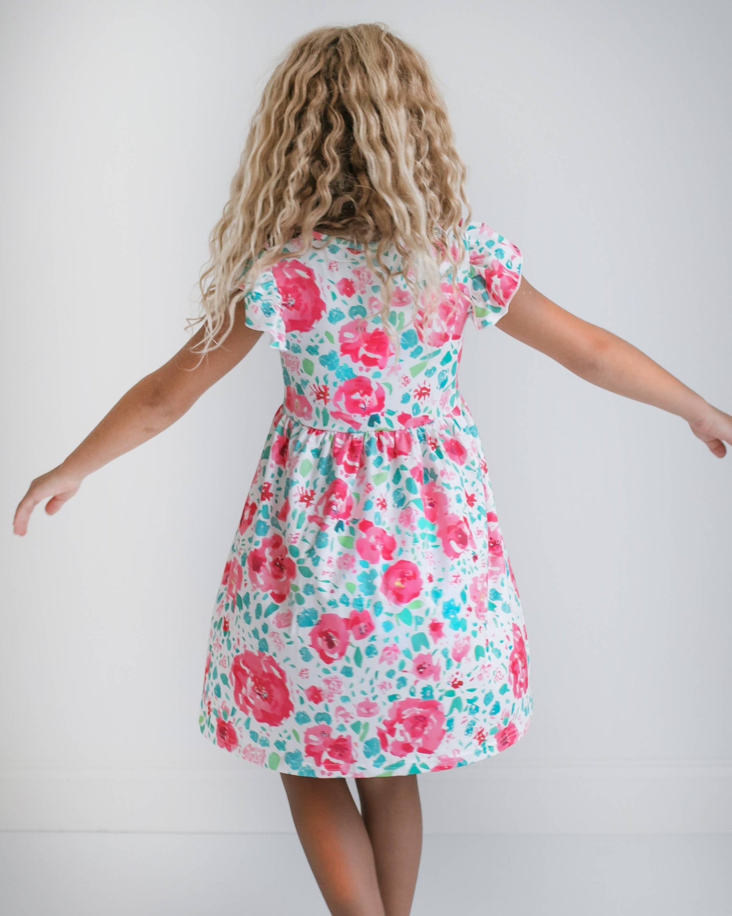 Bright Pink Floral Claire Flutter Dress