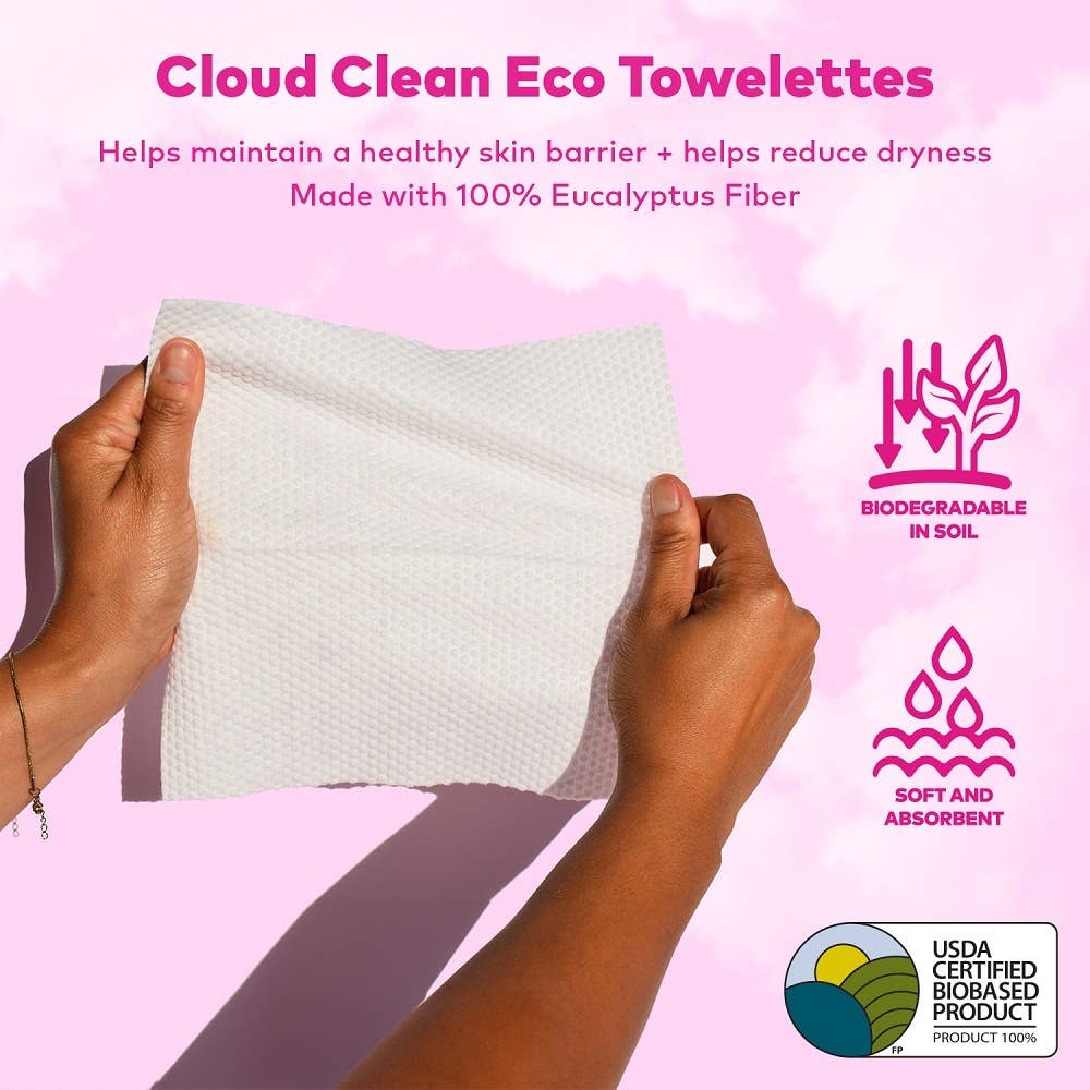 The Original MakeUp Eraser - Cloud Clean Eco Towelettes, Certified 100% USDA Biobased