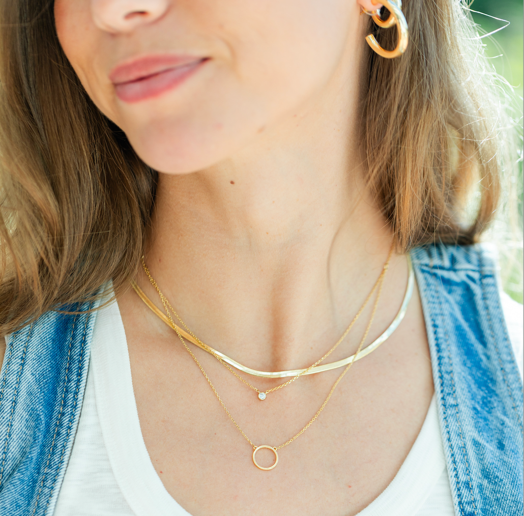 Double Appeal Circle & Cz Necklace