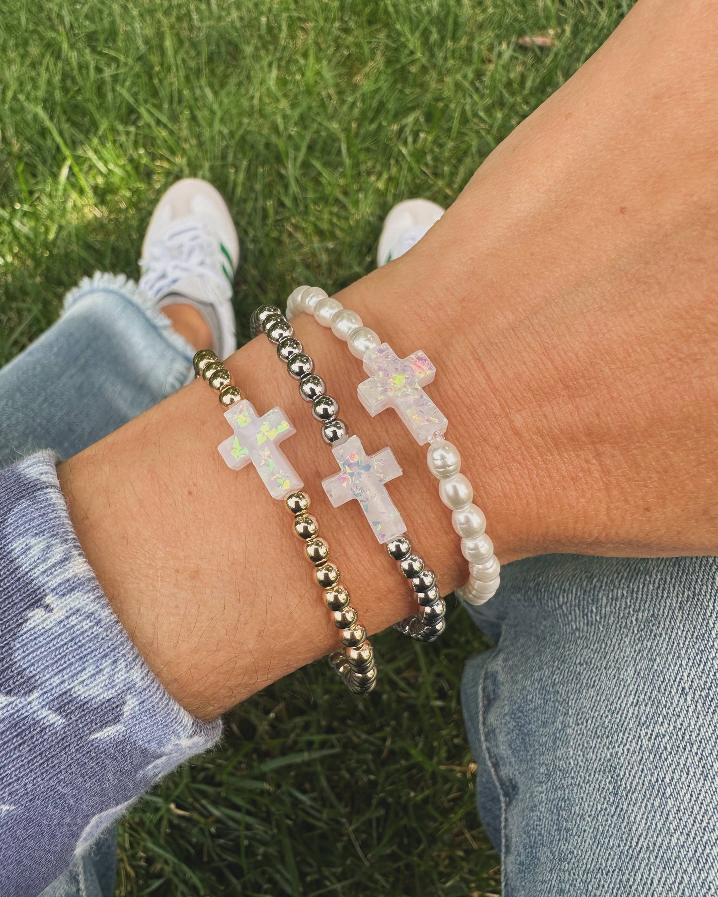 Petite Crystal Pearl Holy Water Bracelet