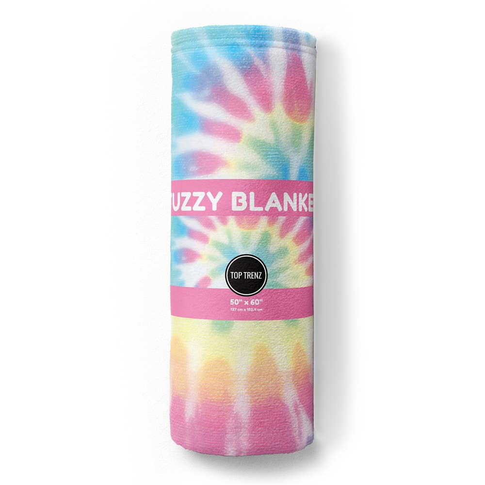 Pastel Delight Tie-Dye Fuzzy Throw Blanket