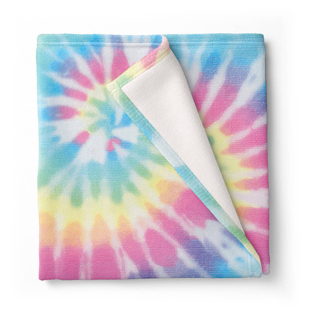 Pastel Delight Tie-Dye Fuzzy Throw Blanket