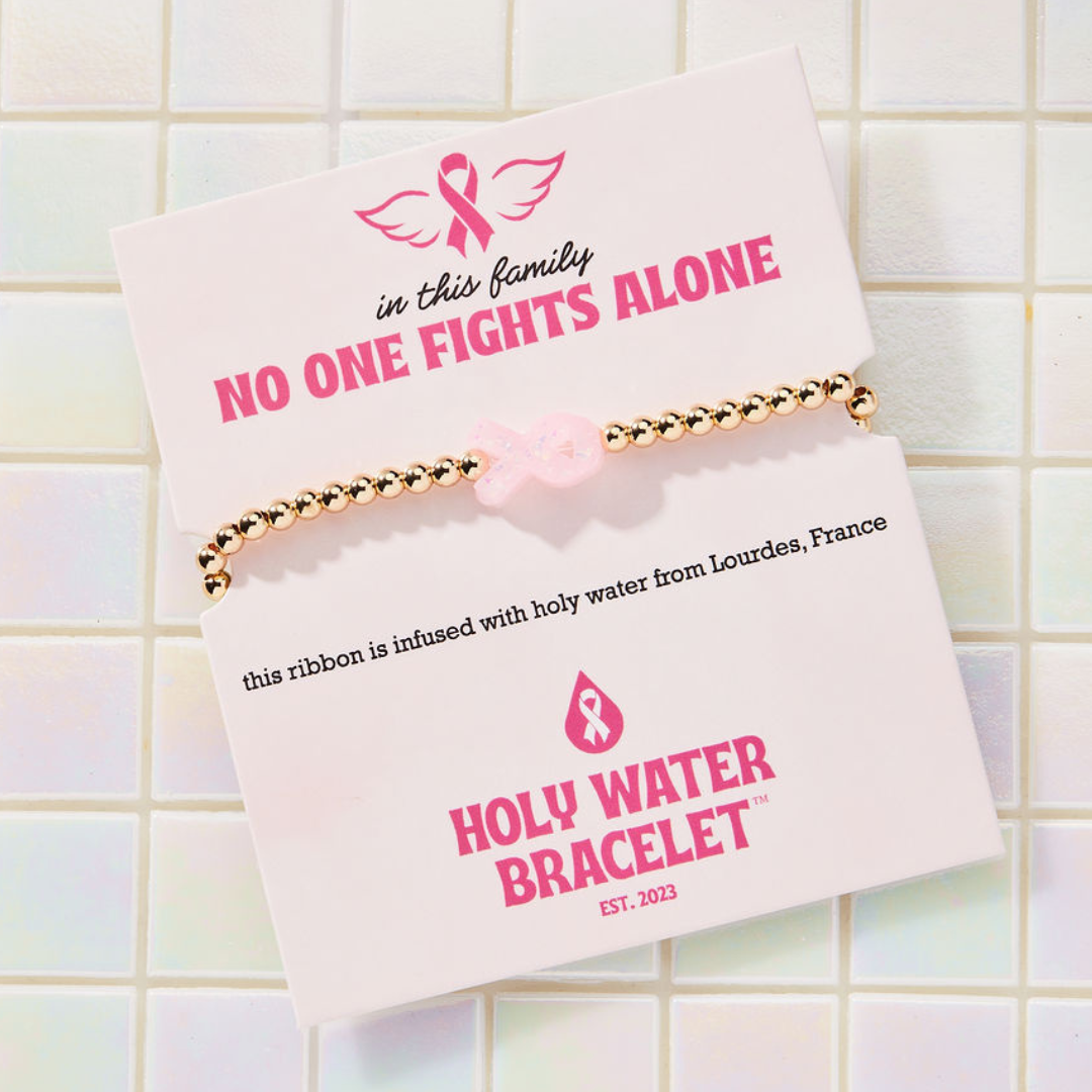 Pink Ribbon Awareness Bracelet In Gold