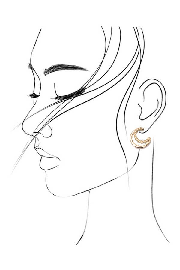 JOSSLYN by wall to wall - GOLD PEARL HOOP STUD TRIO EARRINGS | 80E2990