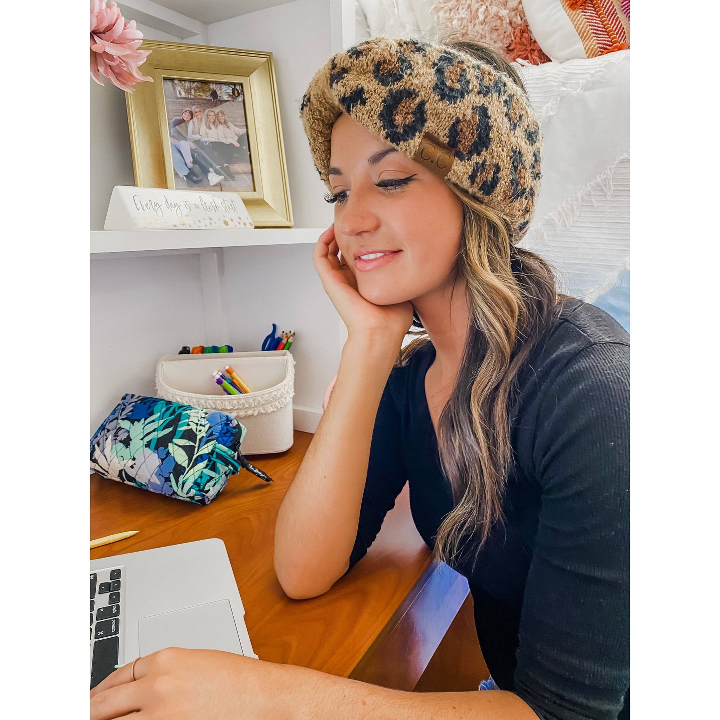 Leopard Boucle Knit Head Wrap