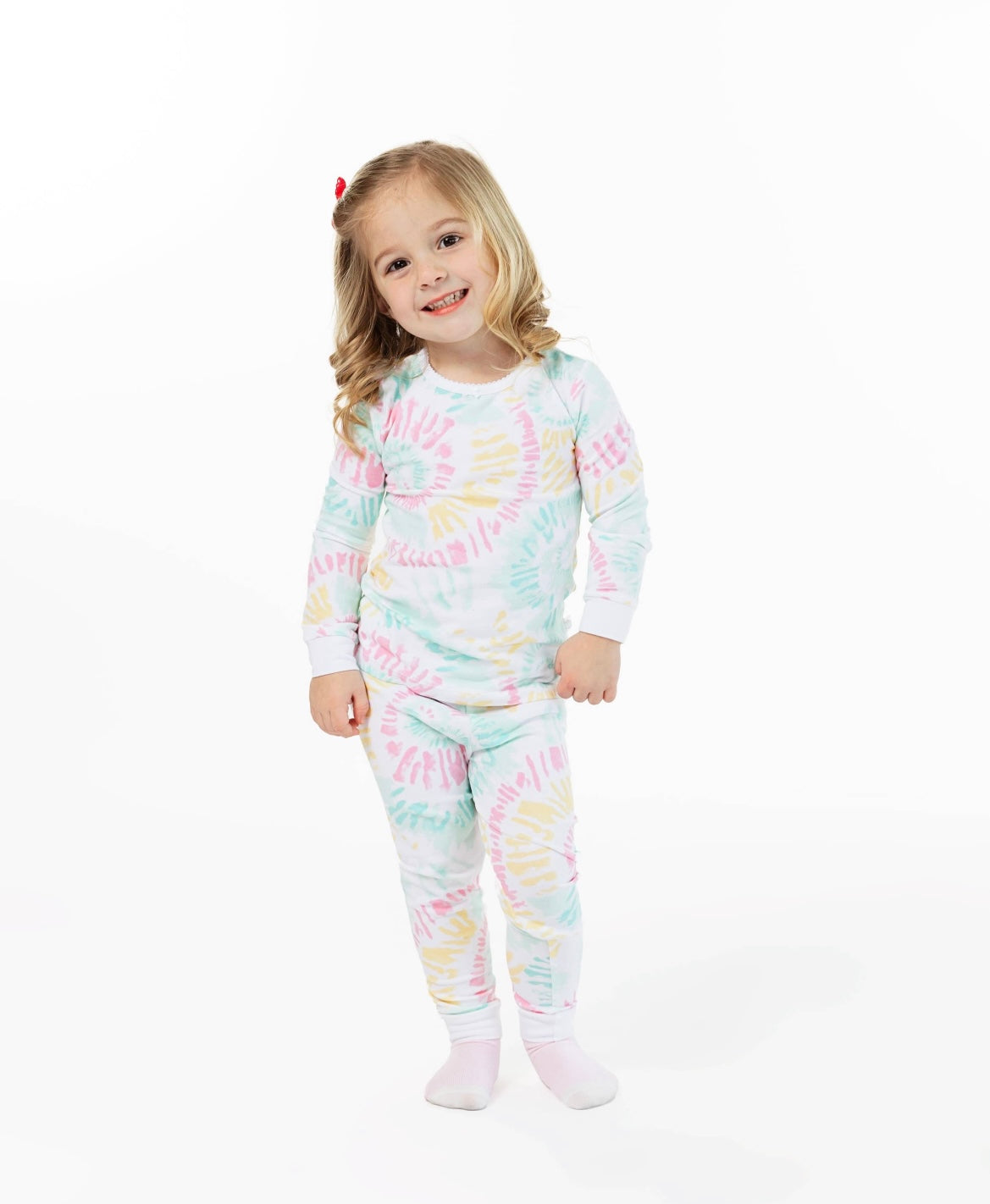 Toddler Girls Tie-Dye Pastels Snug Fit 2-Piece Pajama Sleep Set