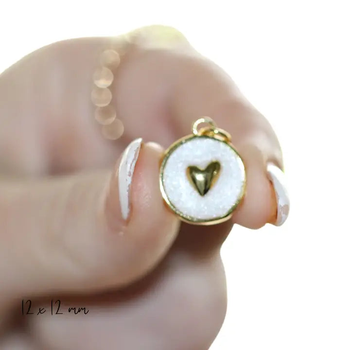 Golden Heart ~ White Coin Charm