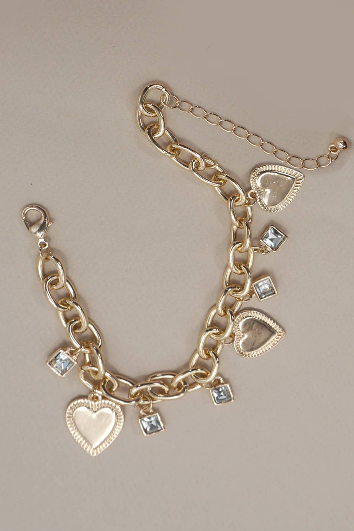 JOSSLYN by wall to wall - CHARM BRACELET-HEART RHINESTONE CHARMS | 80B1283