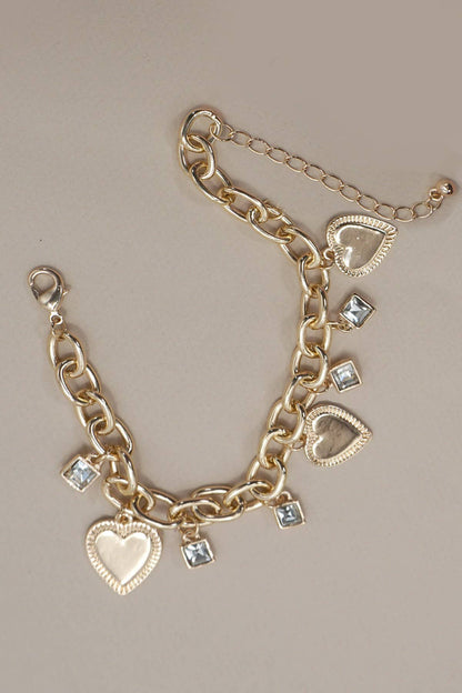 JOSSLYN by wall to wall - CHARM BRACELET-HEART RHINESTONE CHARMS | 80B1283