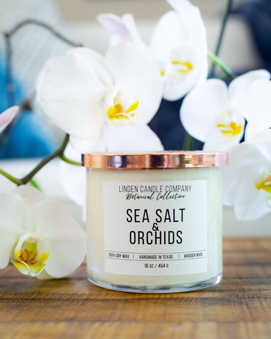 16oz Sea Salt and Orchids Spring Home Decor Soy Candle