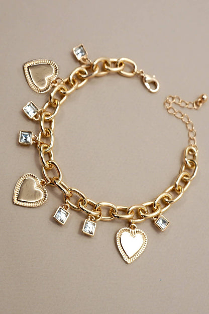 JOSSLYN by wall to wall - CHARM BRACELET-HEART RHINESTONE CHARMS | 80B1283