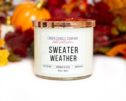 Fall Candle Sweater Weather 16oz Organic Soy Candle