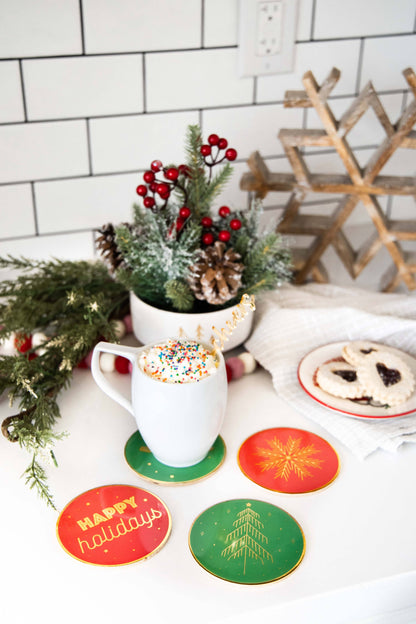 Christmas Coasters, Holiday Décor Accessories, Set of 4