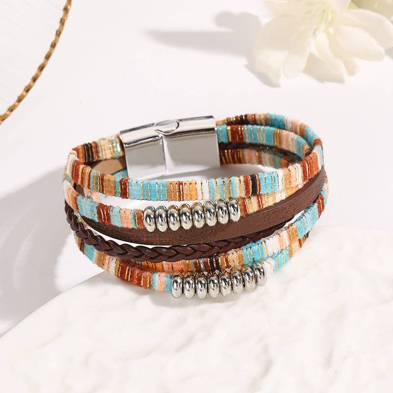 JOSSLYN by wall to wall - MAGNETIC BUCKLE BOHO MULTI LAYER BRACELET | 40B5139