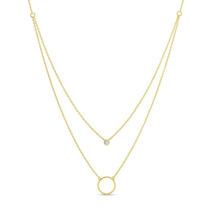 Double Appeal Circle & Cz Necklace