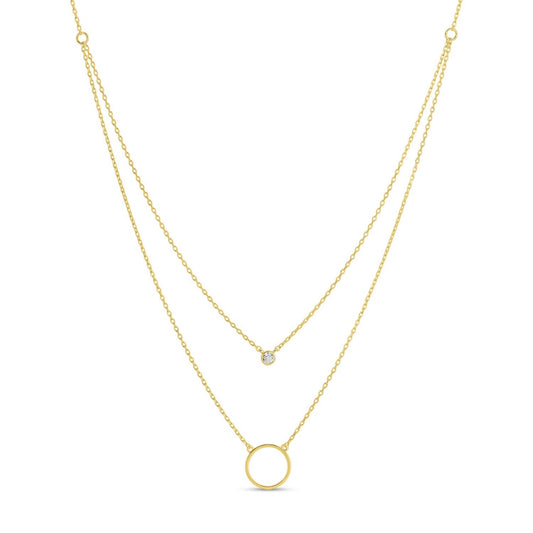 Double Appeal Circle & Cz Necklace