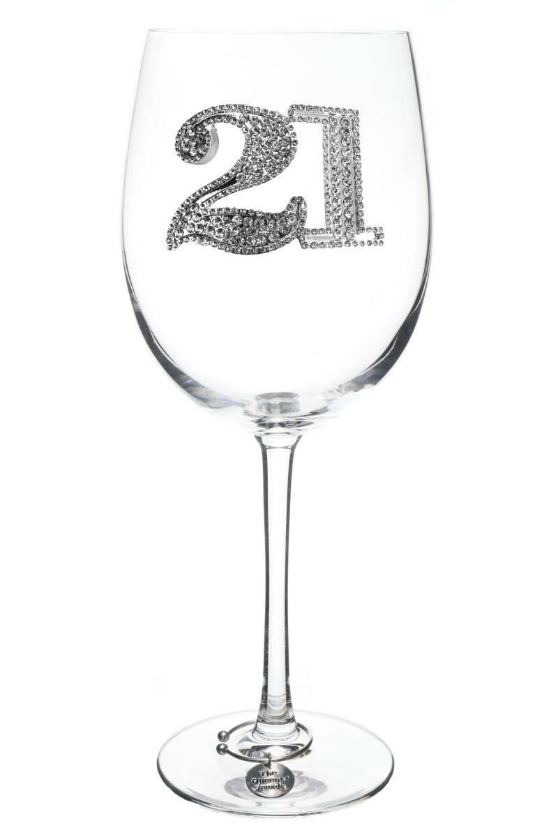 21st Birthday Jeweled Stemmed Wine Glass