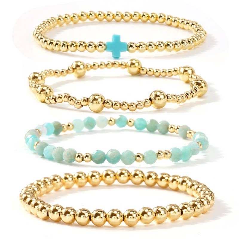 JOSSLYN by wall to wall - BOHO CROSS MULTI  COLORFUL BEADED STRETCH BRACELET | 40B5180