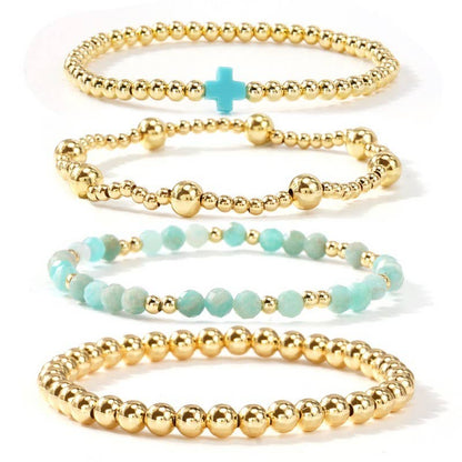 JOSSLYN by wall to wall - BOHO CROSS MULTI  COLORFUL BEADED STRETCH BRACELET | 40B5180