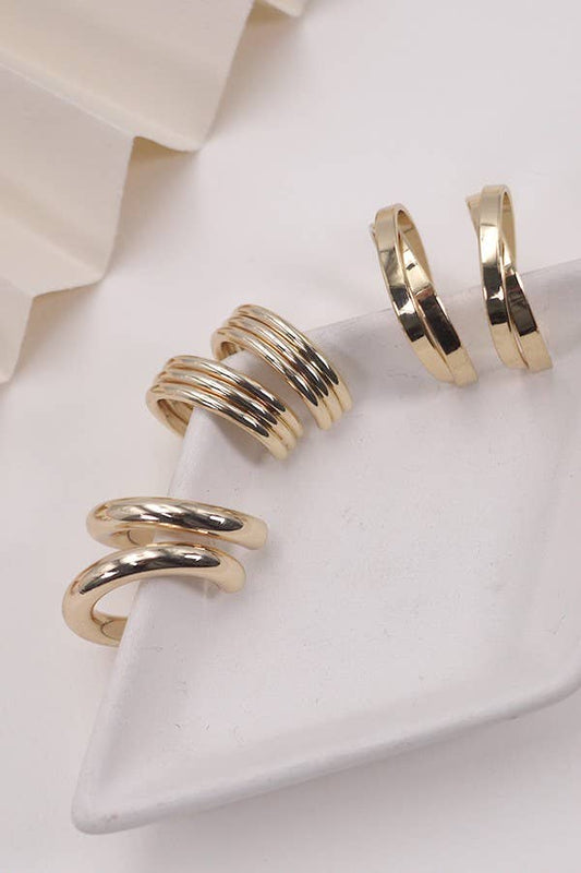 JOSSLYN by wall to wall - MULTI CLASSIC HOOP TRIO EARRINGS | 31E03865