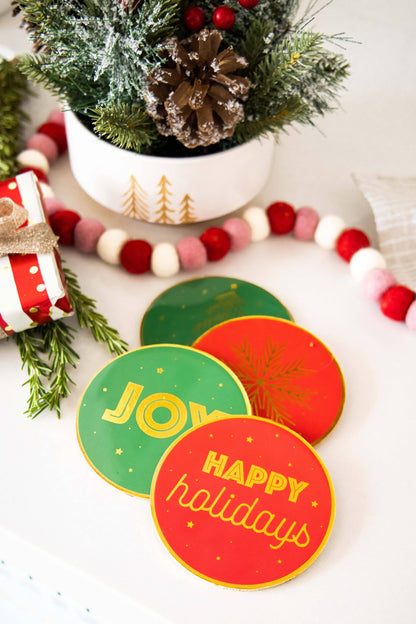 Christmas Coasters, Holiday Décor Accessories, Set of 4