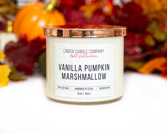 16oz Vanilla Pumpkin Marshmallow Fall Candle