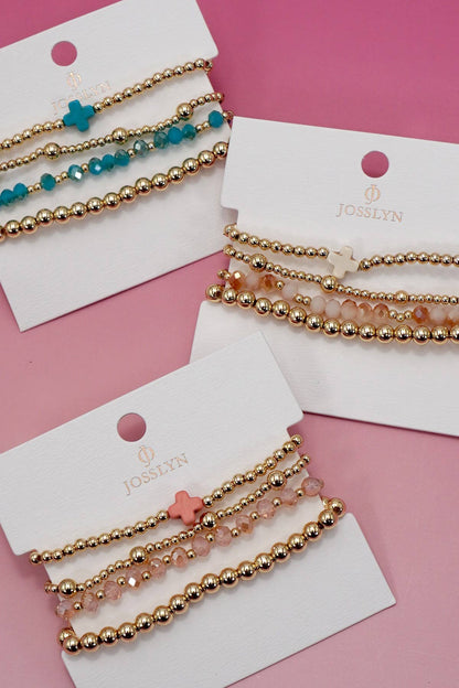 JOSSLYN by wall to wall - BOHO CROSS MULTI  COLORFUL BEADED STRETCH BRACELET | 40B5180