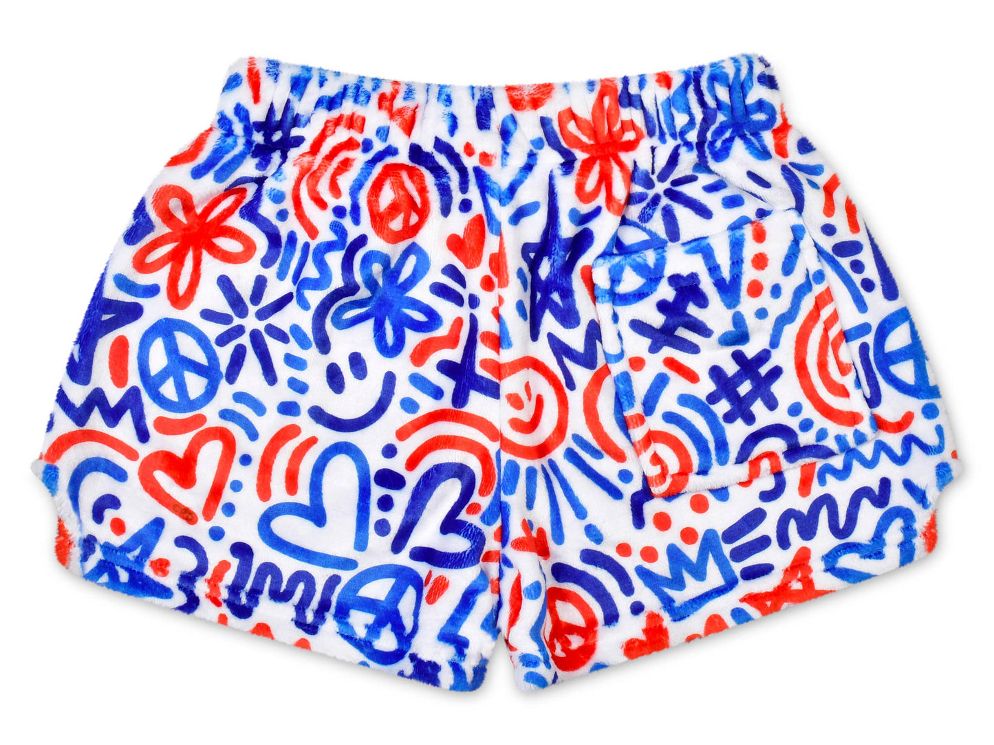 Iscream - Corey Paige Red White & Blue Plush Shorts (Youth Lg (14))