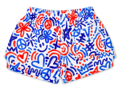 Iscream - Corey Paige Red White & Blue Plush Shorts (Youth Lg (14))