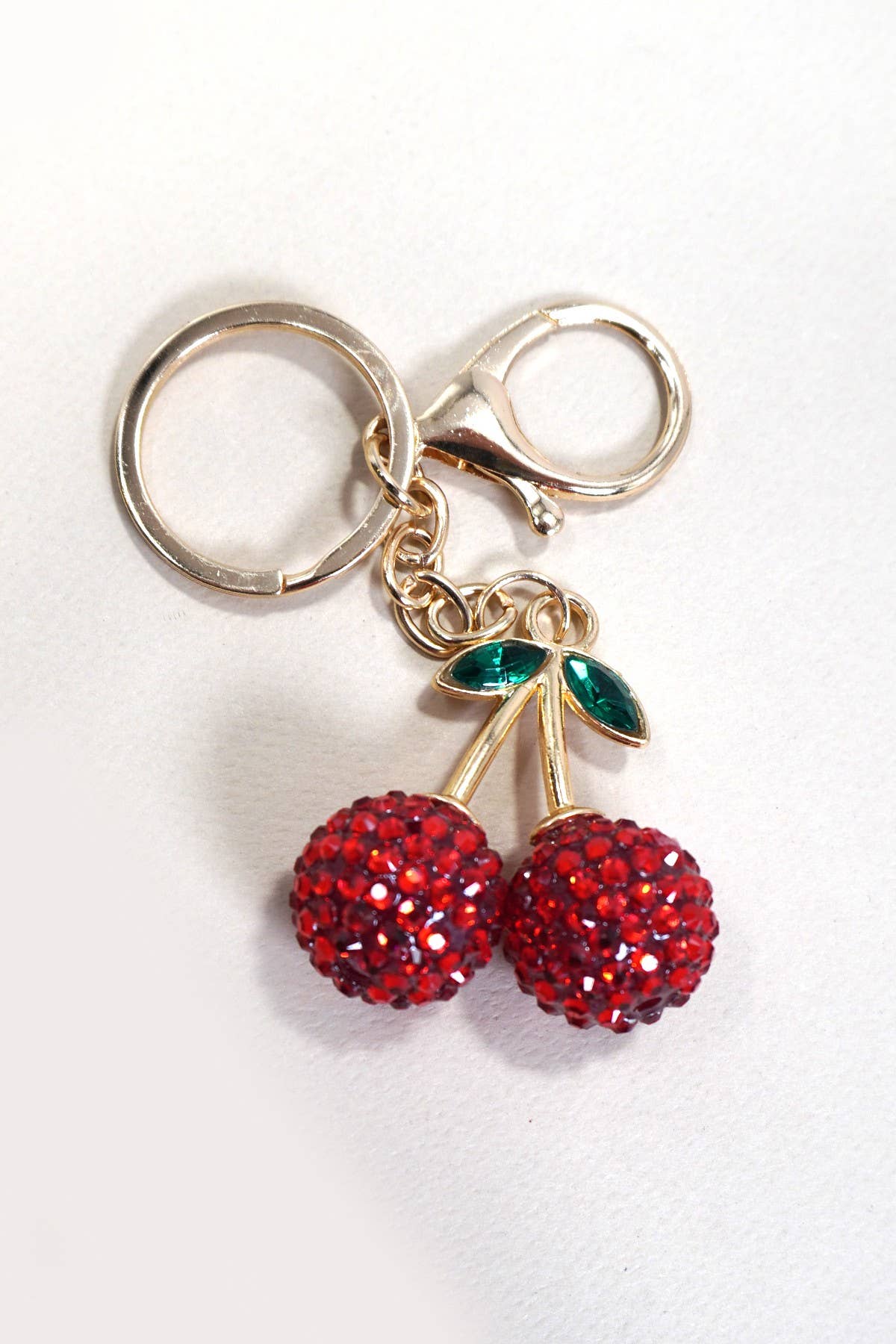 JOSSLYN by wall to wall - RHINESTONE CHERRY DROP KEYCHAIN BAG CHARM | 40KC127