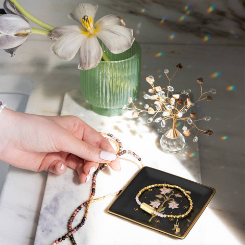Jewelry Dish & Stud Earring Set - Daisy/Vanilla