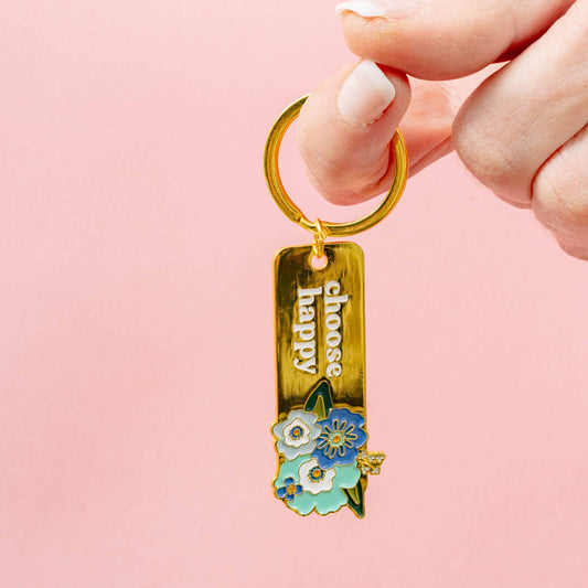 Enamel Floral Keychain - Choose Happy