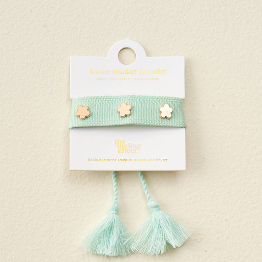 Woven Stacker Bracelet-Aqua