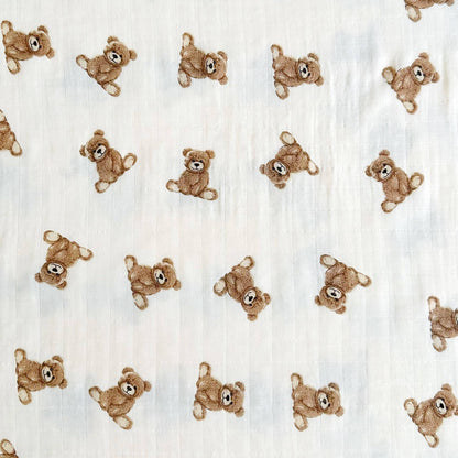 Ali+Oli - Bamboo Muslin Swaddle Baby Blanket (Teddy Bear)