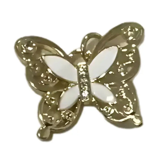 White and Gold Butterfly Charm