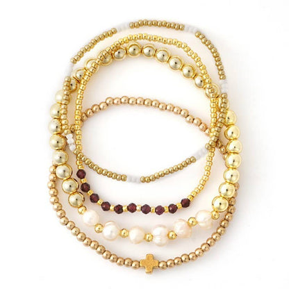 JOSSLYN by wall to wall - MULTI BALL PEARL CHAIN STRETCH BRACELET | 40B5183
