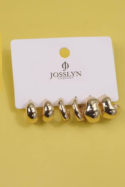 JOSSLYN by wall to wall - BUBBLY MINI HUGGIE HOOP TRIO EARRINGS | 80E2869