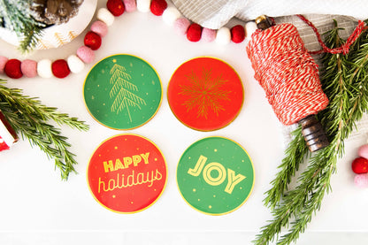 Christmas Coasters, Holiday Décor Accessories, Set of 4