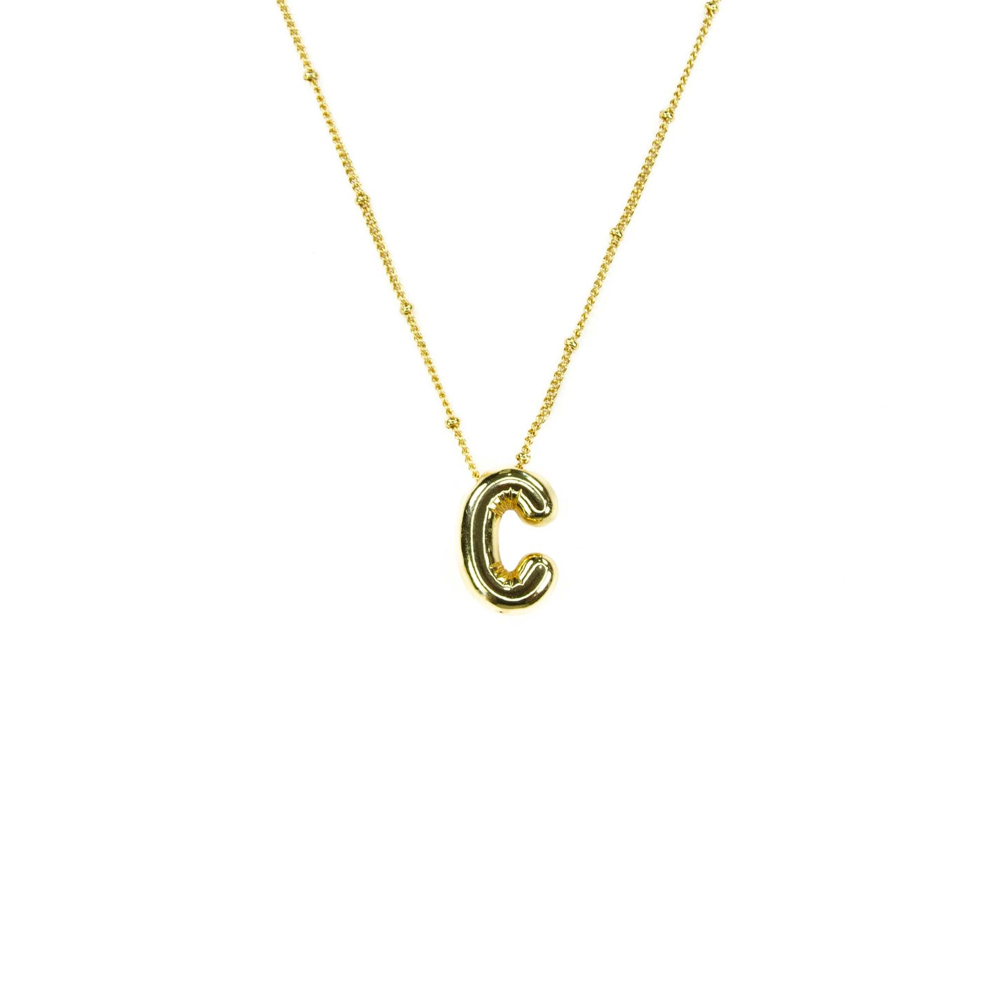 Savvy Bling - Initial Balloon Bubble Gold Necklace