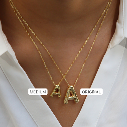 Savvy Bling - Initial Balloon Bubble Gold Necklace