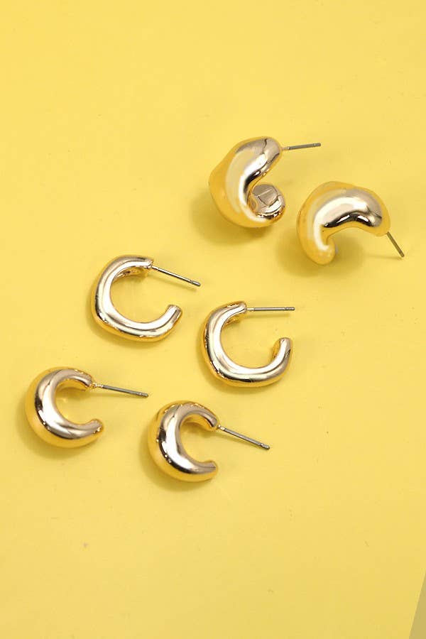 JOSSLYN by wall to wall - BUBBLY MINI HUGGIE HOOP TRIO EARRINGS | 80E2869