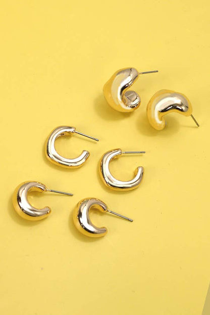 JOSSLYN by wall to wall - BUBBLY MINI HUGGIE HOOP TRIO EARRINGS | 80E2869