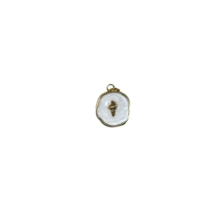 Golden Conch Shell ~ White Coin Charm