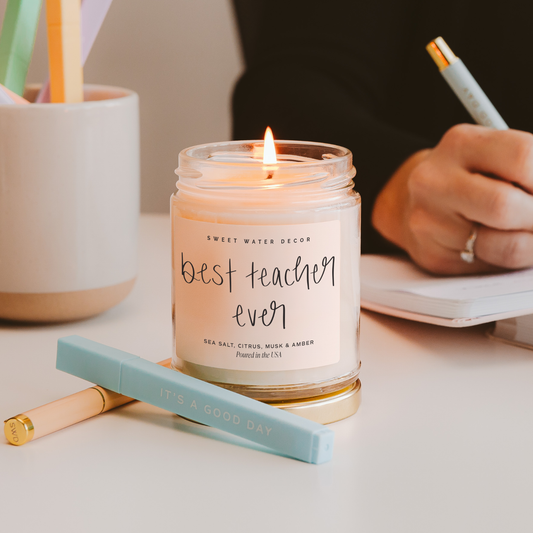 Sweet Water Decor - Best Teacher Ever 9 oz Soy Candle - Teacher Gifts