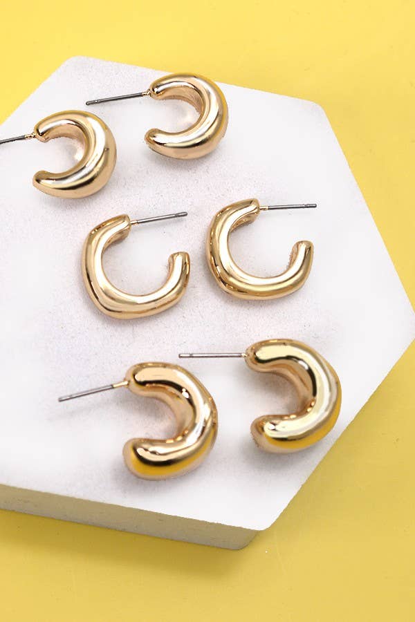 JOSSLYN by wall to wall - BUBBLY MINI HUGGIE HOOP TRIO EARRINGS | 80E2869