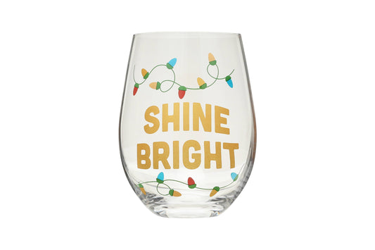 Festive Shine Bright Christmas Wine Glass