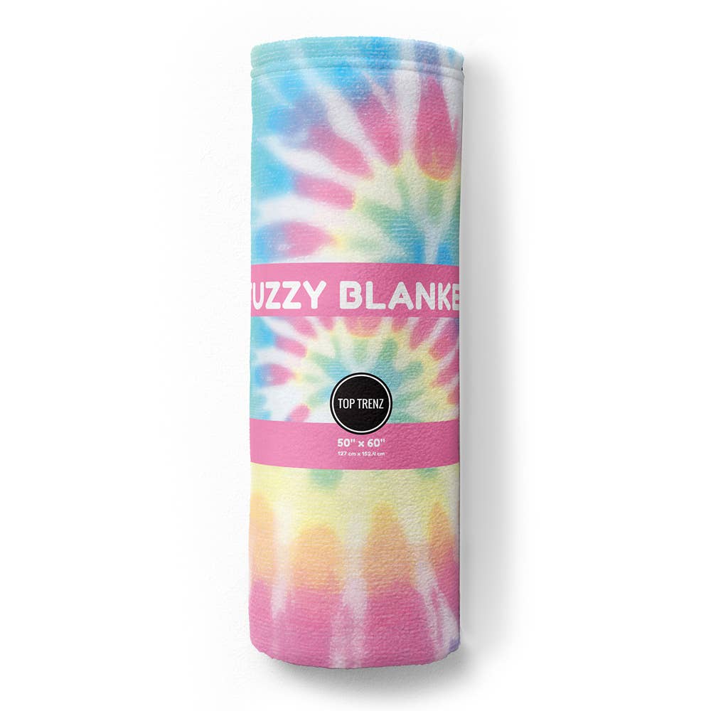 Pastel Delight Tie-Dye  Fuzzy Throw Blanket