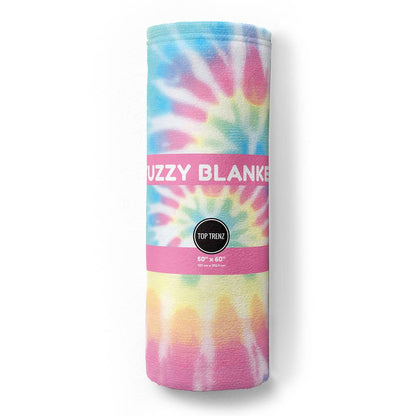 Pastel Delight Tie-Dye  Fuzzy Throw Blanket